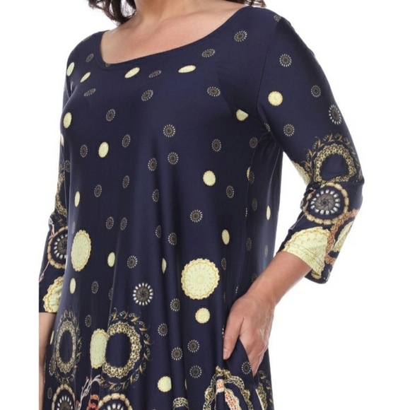 White Mark Top Tunic blue navy elegant Plus 1X - Picture 4 of 4